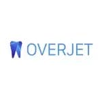Overjet logo featuring a stylized blue tooth icon next to the company name, symbolizing dental technology and innovation.