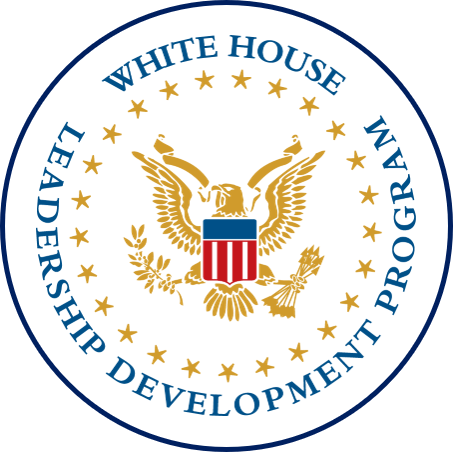 White House Leadership Development Program logo featuring an eagle and stars in a circular design.